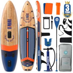 Niphean (Extra Large) Inflatable Paddle Board, SUP for 2+1 People/Family 500lbs Capacity Stand Up Paddle Board with SUP Accessories, StabilTrac Fin Non-Slip Paddleboard for Adults(Beginner Friendly)