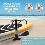 Inflatable Stand Up Paddle Board 10' 6"x 32"x 6" with Premium SUP Accessories - Backpack, Adjustable Paddle, Non-Slip Deck, Hand Pump, Leash, Fins, Waterproof Bag (Nature Wood_10'6"*32"*6")