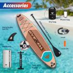 TEFAZAO 34'' Wide Inflatable Stand Up Paddle Board, 400lbs Capacity SUP Board with Premium Paddle Board Accessories, 100L Backpack, Dry Bag, Adj Paddle with for Adults (Wood)