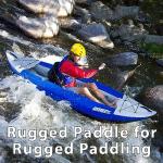 Sea Eagle AB50 8' 4 Part Double Ended Kayak and SUP Paddle with Carbon-Fiberglass Shaft and Asymmetrical Spoon Blades