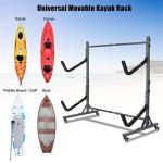 Bonnlo Kayak Stand Freestanding, Storage Rack for Two-Kayak, Canoe, Boat, Paddle Board, SUP, Surfboard for Indoor Outdoor Garage, Shed, Dock with Lockable Wheels Wide Adjustable Heavy Duty Holder