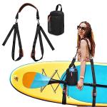 GOBUROS Paddle Board Carrying Strap, Adjustable SUP Kayak Carry Strap with Detachable Storage Bag and Metal Hardware for Paddle boards, Surfboards, Long boards, Canoe and Kayak, Black