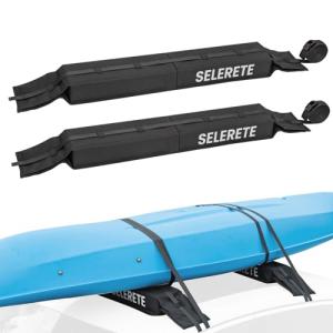 Universal Car Soft Kayak Roof Rack Pads for Kayak Surfboard SUP with 20FT Durable Tie-Down Straps, 2 Tie Down Rope, 4 Quick Loop Straps