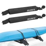 Universal Car Soft Kayak Roof Rack Pads for Kayak Surfboard SUP with 20FT Durable Tie-Down Straps, 2 Tie Down Rope, 4 Quick Loop Straps