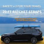 Universal Car Soft Kayak Roof Rack Pads for Kayak Surfboard SUP with 20FT Durable Tie-Down Straps, 2 Tie Down Rope, 4 Quick Loop Straps