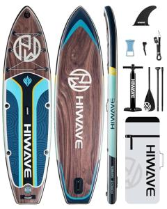 Hiwave Inflatable Stand Up Paddle Board 11’*34”*6” Sup Board,420lbs Capicity, Pet Friendly Paddle Board for Ocean&Lake, w/3pcs Adjustable Paddle