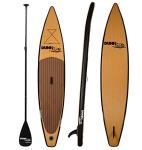 Dunnrite Products Inflatable Stand Up Paddle Board Kit (SUP with Paddle, Backpack Travel Bag, Pump, Fins, & Coiled Leash) (Natural Wood)