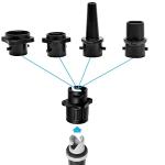 Vkinman SUP Pump Adaptor Inflatable Boat Air Pump Air Valve Adapter Kit Paddleboard Air Nozzle Multifunctional Conversion Head Air Adapter with 4 Air Valve Nozzles (Black)