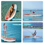 Inflatable Stand Up Paddle Board - 10.5' x 32" Adults & Youth of All Skill Levels, Non-Slip Deck SUP with Paddle, Pump, Backpack, Ideal for Yoga, Fishing, Lake & River (Classic Wood)
