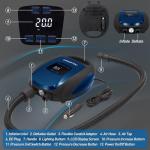 Polotrag Paddle Board Pump, SUP Electric Pump, Professional 20 PSI Portable Air Compressor with Auto-Off, Deflation Function and 12V Car DC Air Pump for Inflatables, Kayaks and Boats