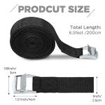 Riakrum 15 Pack 6.5 Feet Lashing Straps Adjustable Kayaks Tie Down Cam Buckle Straps with Buckles up to 250lbs for Cargo, Luggage, Motorcycles, Truck, Car Roof Rack, Sup Surfboard(Black)