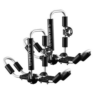 Kayak Roof Rack, Aluminum Kayak Carrier Folding J-Style Universal 4-in-1 Multifunction for Canoe, SUP, Kayaks, Surfboard Rooftop Mount on SUV, Car and Truck Crossbars