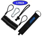 Branded Boards-Railz Steel Coiled Safety Leash, Heavy Duty Wrist Cuff, Carabiner & Paracord Loop. Boogie Board, Snowboard, Surf Board, SUP, Scooter, Snowskate, Sled, Dog Pet Lanyard (Ultimate 1-Pack)