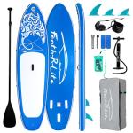 FEATH-R-LITE Inflatable Paddle Board Stand Up Paddleboards for Adults SUP with Premium Accessories Pump, Adjustable Paddle, Leash, Three Fins, Backpack (Dark Blue)