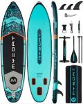 MYBOAT 11'6"×34"×6" Extra Wide Inflatable Paddle Board, Stand Up Paddle Board for Fishing, Sup Board with 3 Removable Fins, Dual Bungees, Camera Mount, Hand Pump, Strong Paddle, 5L Dry Bag, Leash