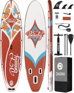 Dixero 11’*33”*6”Inflatable Stand Up Paddle Board for All Skill Levels with Premium SUP Paddleboard Accessories, Adjustable Floating Paddle, Safety Leash, Backpack and Pump