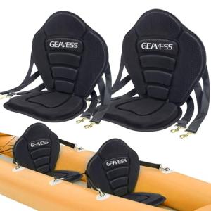GEAVESS Kayak Seat 2 Pack, Universal Adjustable Kayak Seat with Back Support, Kayak Replacement Seat, Detachable Paddle Board Seat Fishing Boat Seat for Kayaking, Sup and Canoe