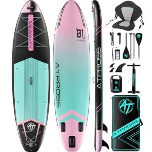 ATPROSS 11'6"x35" Inflatable Stand Up Paddle Board with Kayak Seat, Premium SUP Paddle Boards for Adults, 450lbs Extra Wide Blow up Paddle Boards for Yoga Fishing Paddle Board