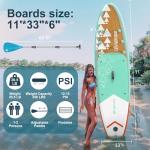 FBSPORT 11' Premium Stand Up Paddle Board, Yoga Board with Durable SUP Accessories & Carry Bag | Wide Stance, Surf Control, Non-Slip Deck, Leash, Paddle and Pump for Youth & Adult (Brown Green)