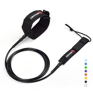 Abahub Premium Surfboard Leash, Straight Surf Board Leg Rope, Legrope Strap for Longboard, SUP Paddleboard Replacement Leashes 10 Foot Black 7 mm Thick