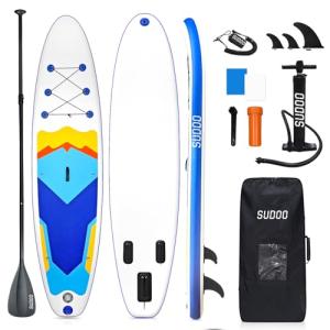 SUDOO SUP Stand Up Paddle Board 10ft Inflatable Paddle Boards 30" Wide 6" Thick for Adults & Youth with Backpack, Pump,Paddle,Coil Leash,Triple Fins Ocean