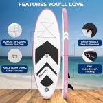 SereneLife 7'9" Kids Inflatable Stand Up Paddle Board - SUP for Youth with Single-Action Pump, Adjustable Paddle & Backpack - 30” Wide Stable Design with Non-Slip EVA Deck Pad, Ages 5+, 200lb Capacity
