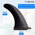 T-SIDAKE 9'' SUP Single Center Fin, Fiberglass Reinforeced Nylon SUP Replacement Fins, Free No Tool Fin Screw, Suitable for Longboard, Surfboard, SUP Single Fin Center Fin