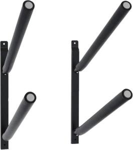 SPAREHAND Wall Mount Rack with Angled Padded Arms for Surfboard or SUP Paddle Board, Double, Black