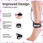 BPS 'Storm' Ultralite Surf SUP Coiled Leg Rope - 10 Foot Ankle Leash with Double Stainless Steel Swivels and Hidden Key Pocket - Surfboard Longboard Paddleboard Leash (Koru Black)