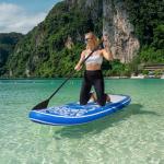 FEATH-R-LITE Inflatable Paddle Board Stand Up Paddleboards for Adults SUP with Premium Accessories Pump, Adjustable Paddle, Leash, Three Fins, Backpack (Dark Blue)