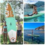 FBSPORT 11' Premium Stand Up Paddle Board, Yoga Board with Durable SUP Accessories & Carry Bag | Wide Stance, Surf Control, Non-Slip Deck, Leash, Paddle and Pump for Youth & Adult (Brown Green)