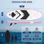 SereneLife 7'9" Kids Inflatable Stand Up Paddle Board - SUP for Youth with Single-Action Pump, Adjustable Paddle & Backpack - 30” Wide Stable Design with Non-Slip EVA Deck Pad, Ages 5+, 200lb Capacity