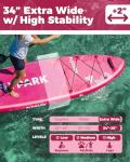 Flypark 11'x34 Inflatable Paddle Boards, Extra Wide SUP for 420lbs/3Adults, Yoga Stand Up Paddle Board, 110L Backpack, 15 D-Rings, Shoulder Strap, US-Fin, 2-Action Pump, Bloom Pink