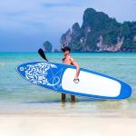 FEATH-R-LITE Inflatable Paddle Board Stand Up Paddleboards for Adults SUP with Premium Accessories Pump, Adjustable Paddle, Leash, Three Fins, Backpack (Dark Blue)