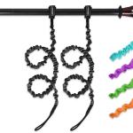 LINGVUM Kayak Paddle Leash Stretchable Coiled Rod Leash for Kayak, Paddleboard Paddle and Fishing Rod, 49"-75", Black, 2 Pack
