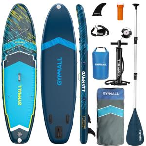 GYMMALL Paddle Board, Inflatable Stand Up SUP Paddle Boards for Adults & Youths of All Skill Levels, Wide & Non-Slip Deck Design Blow Up Paddleboards with Premium Accessories & Storage Bag