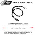 LINGVUM Kayak Paddle Leash Stretchable Coiled Rod Leash for Kayak, Paddleboard Paddle and Fishing Rod, 49"-75", Black, 2 Pack