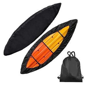 MAYMII 7.8-18ft Durable Kayak Cover Canoe Cockpit Dust Cover, Waterproof UV Sunblock Shield Protector for Fishing Boat,Kayak,Canoe,Paddle Board, (Black, Suitable for (2.6-3m/7.8-9ft) Kayak)