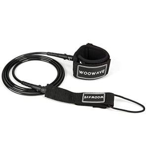 WOOWAVE Surfboard Leash Premium Surf Leash SUP Leg Rope Straight 6/7/8/9 feet for All Types of Surfboards (Black, 6ft & 7mm)