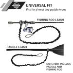 LINGVUM Kayak Paddle Leash Stretchable Coiled Rod Leash for Kayak, Paddleboard Paddle and Fishing Rod, 49"-75", Black, 2 Pack