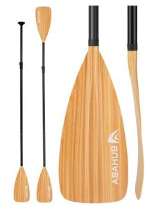Abahub 4-Piece SUP Paddle/Kayak Oar, Adjustable Stand up Paddleboard Paddles, Lightweight Aluminum Alloy PU Coated Shaft Clear Wood Print Plastic Blade