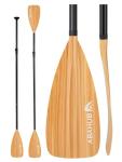 Abahub 4-Piece SUP Paddle/Kayak Oar, Adjustable Stand up Paddleboard Paddles, Lightweight Aluminum Alloy PU Coated Shaft Clear Wood Print Plastic Blade