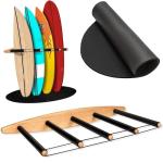 Hang 11 Vertical Surfboard Rack - Surf Racks for Wall, Sustainable Hardwood Surf Board Holder with Rubber Mat, Surfboard Wall Mount, Paddle Board & SUP Garage Storage (5 arms / 4-5 boards)