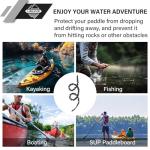 LINGVUM Kayak Paddle Leash Stretchable Coiled Rod Leash for Kayak, Paddleboard Paddle and Fishing Rod, 49"-75", Black, 2 Pack