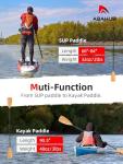 Abahub 4-Piece SUP Paddle/Kayak Oar, Adjustable Stand up Paddleboard Paddles, Lightweight Aluminum Alloy PU Coated Shaft Clear Wood Print Plastic Blade