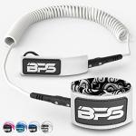 BPS 'Storm' Premium Coiled SUP Leash - 10ft Leash with Triple Rail Savers and Double Swivels (Koru White)