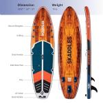 SKADDLES 10’6’’ Inflatable Stand Up Paddle Board (SUP) for Adults and Youth with Non-Slip Deck – Complete Accessories Kit, Perfect for Fishing, Yoga, Fitness & Family Fun (Vibrant Orange Wood Grain)