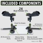 SUP Angler Lite Universal Paddleboard Dual Fishing Rod Holder Mounting Kit with Swappable Accessories Mounts