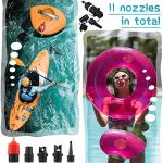Treela Inflatable Air Pump Adaptor Compatible with SUP Inflatable Car Air Compressor Valve Adaptor with 9 Valve Nozzle for Paddle Board Boat(Classic,Black, Red, Gold)