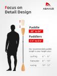 Abahub 4-Piece SUP Paddle/Kayak Oar, Adjustable Stand up Paddleboard Paddles, Lightweight Aluminum Alloy PU Coated Shaft Clear Wood Print Plastic Blade